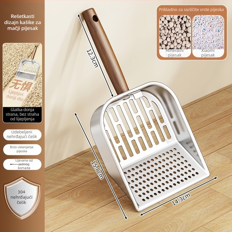 Metalna lopatica za mačji pijesak i hranu za mačke, jednodijelni dizajn, Zhongqing Hardware