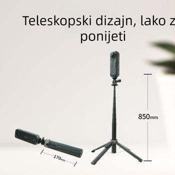 YOCTOP Vlog daljinsko upravljanje selfie štapom za Insta360 – Kompatibilno s X2/X3/X4/X5 GO3 Ace; Materijal: plastika