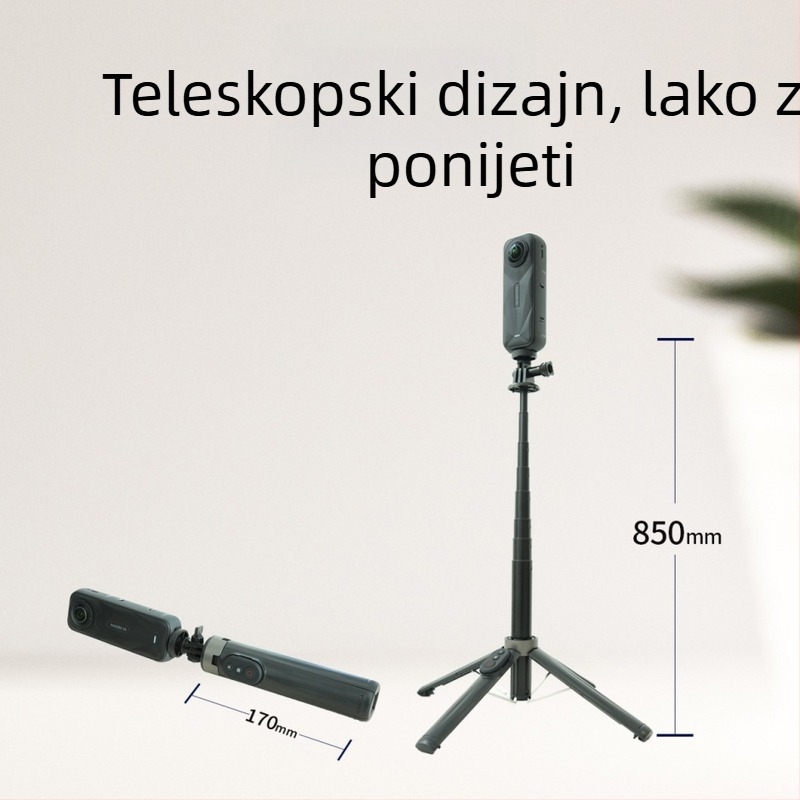 YOCTOP Vlog daljinsko upravljanje selfie štapom za Insta360 – Kompatibilno s X2/X3/X4/X5 GO3 Ace; Materijal: plastika
