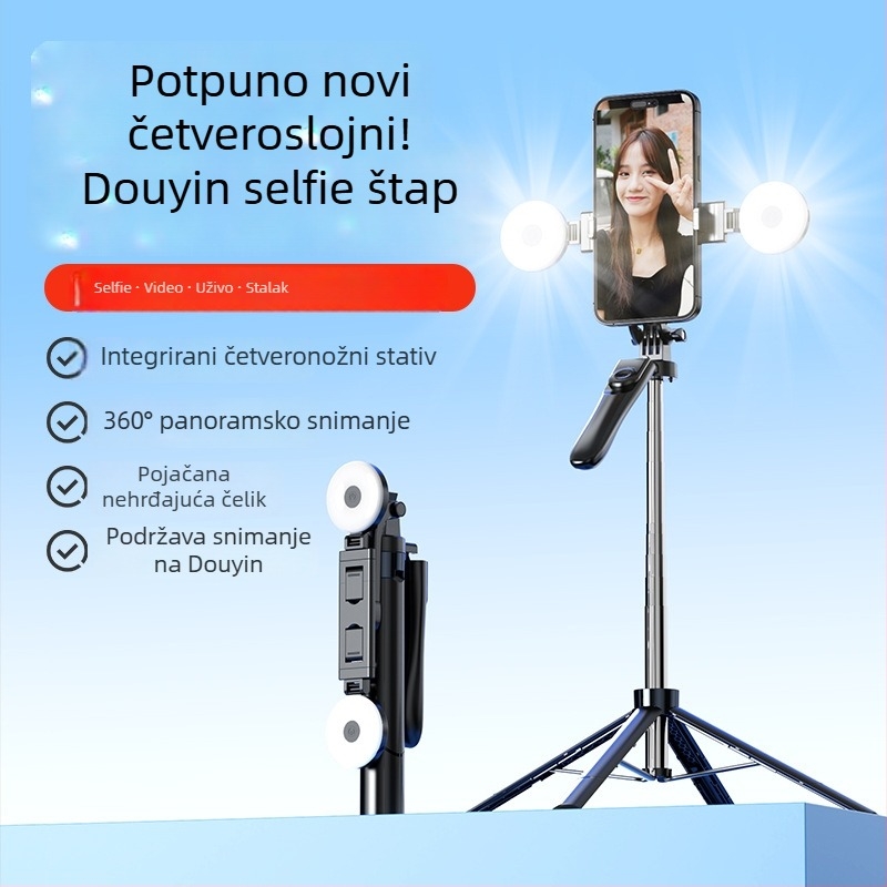 Stabilizator za mobilni telefon s gimbalom – Četveroosi Z145, nehrđajući čelik, Bluetooth, 9 sekcija, 0,3 kg