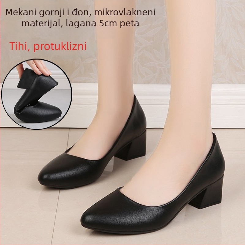 Ženske cipele s PU gornjim dijelom, okrugli vrh, srednji đon 3-6 cm, gumeni potplat, PU podstava (PU gornji dio; okrugli vrh; 3-6 cm; PU podstava)