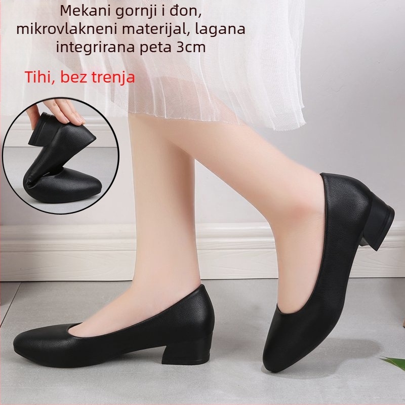 Ženske cipele s PU gornjim dijelom, okrugli vrh, srednji đon 3-6 cm, gumeni potplat, PU podstava (PU gornji dio; okrugli vrh; 3-6 cm; PU podstava)