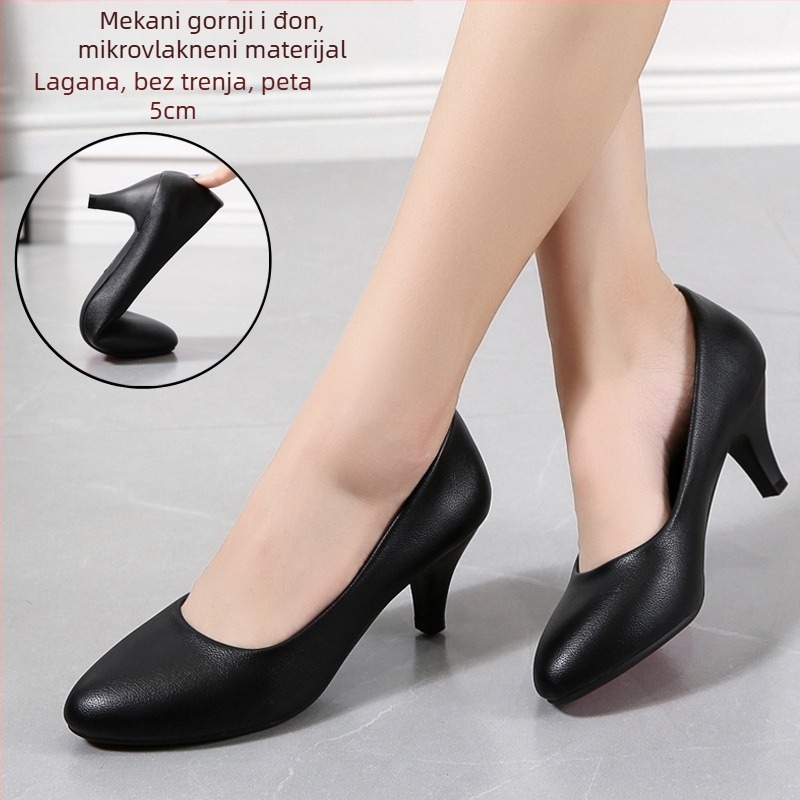 Ženske cipele s PU gornjim dijelom, okrugli vrh, srednji đon 3-6 cm, gumeni potplat, PU podstava (PU gornji dio; okrugli vrh; 3-6 cm; PU podstava)