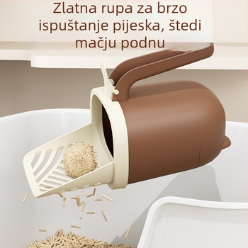 Dvogodišnja lopatica za mačju stelju i kutija za odlaganje – 2-u-1, veliki kapacitet, PP materijal, za mačke