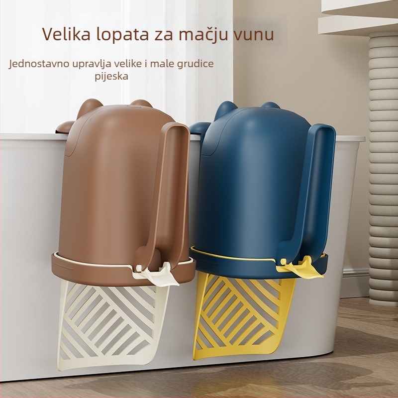 Dvogodišnja lopatica za mačju stelju i kutija za odlaganje – 2-u-1, veliki kapacitet, PP materijal, za mačke
