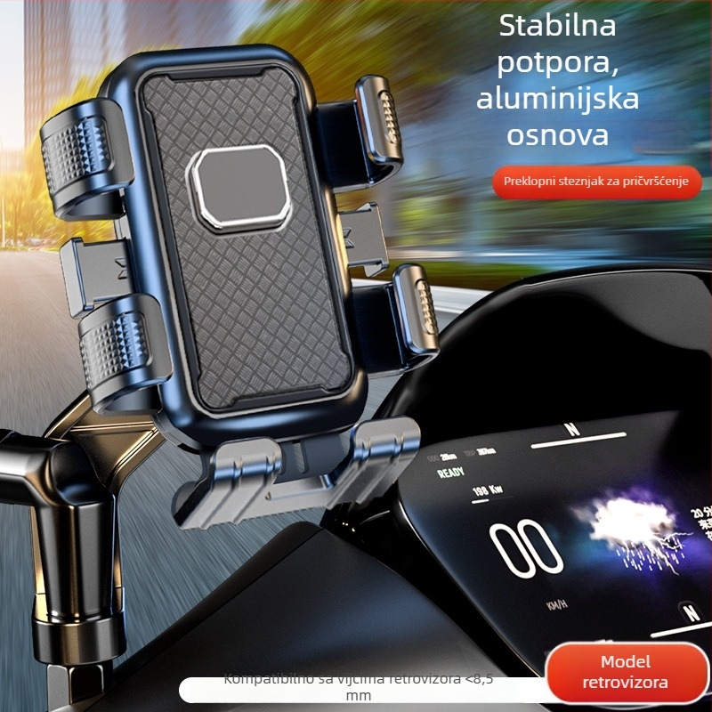 Držač za telefon za bicikl s šestokrakom fiksacijom, antišok, izdržljiv navigacijski držač za snimanje, materijal PC