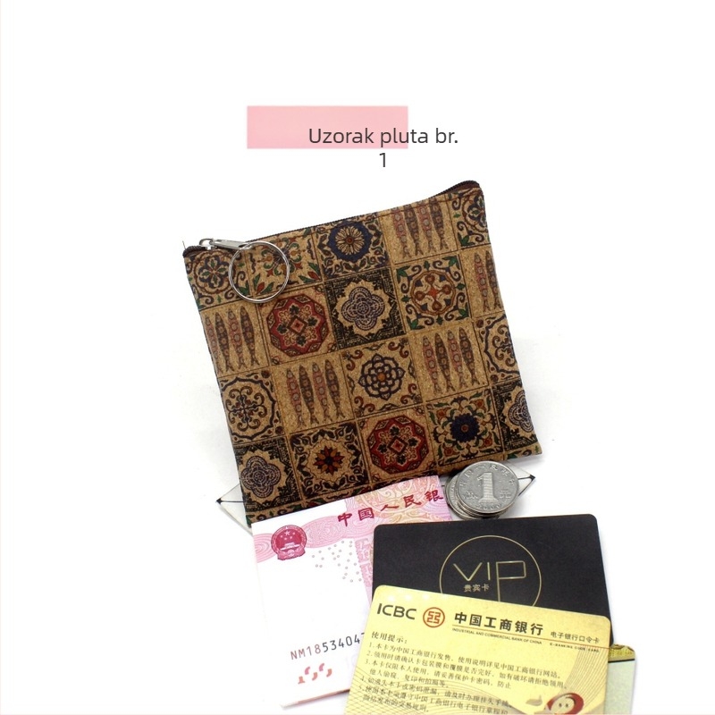 Novčanik za kovance s geometrijskim uzorkom od tkanog materijala, 1 preklop, bez podstavke, za žene