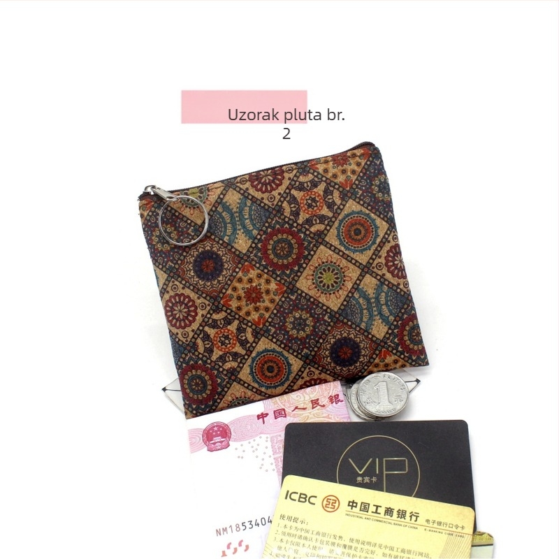 Novčanik za kovance s geometrijskim uzorkom od tkanog materijala, 1 preklop, bez podstavke, za žene