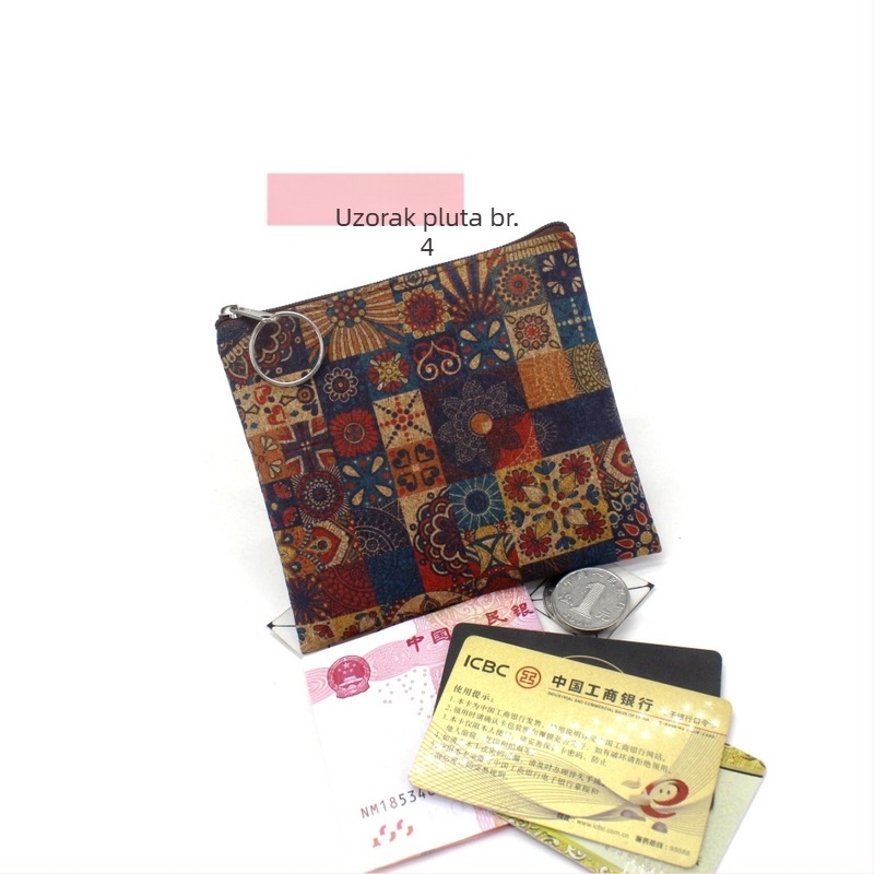 Novčanik za kovance s geometrijskim uzorkom od tkanog materijala, 1 preklop, bez podstavke, za žene