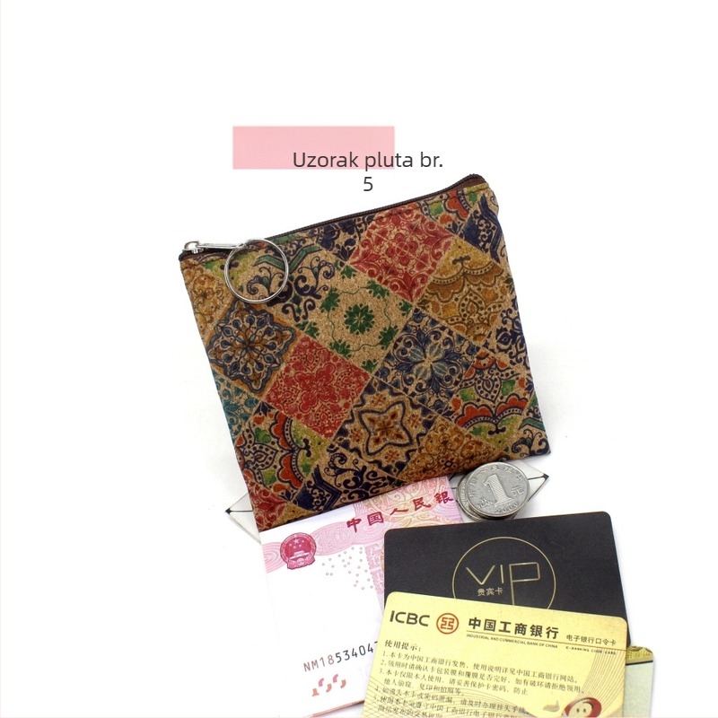 Novčanik za kovance s geometrijskim uzorkom od tkanog materijala, 1 preklop, bez podstavke, za žene