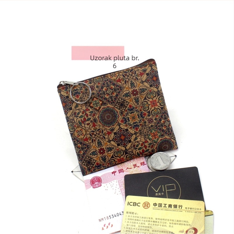 Novčanik za kovance s geometrijskim uzorkom od tkanog materijala, 1 preklop, bez podstavke, za žene