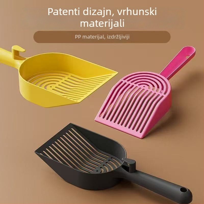 Plastična lopatica za mačji stelj za bentonitni pijesak, s finim otvorima, 60 komada u kutiji