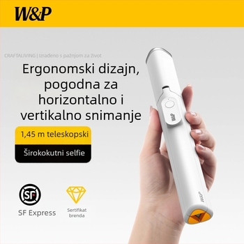 Selfie štapić za mobitel s tripodom — rasvjeta, Bluetooth, daljinski upravljač, legura