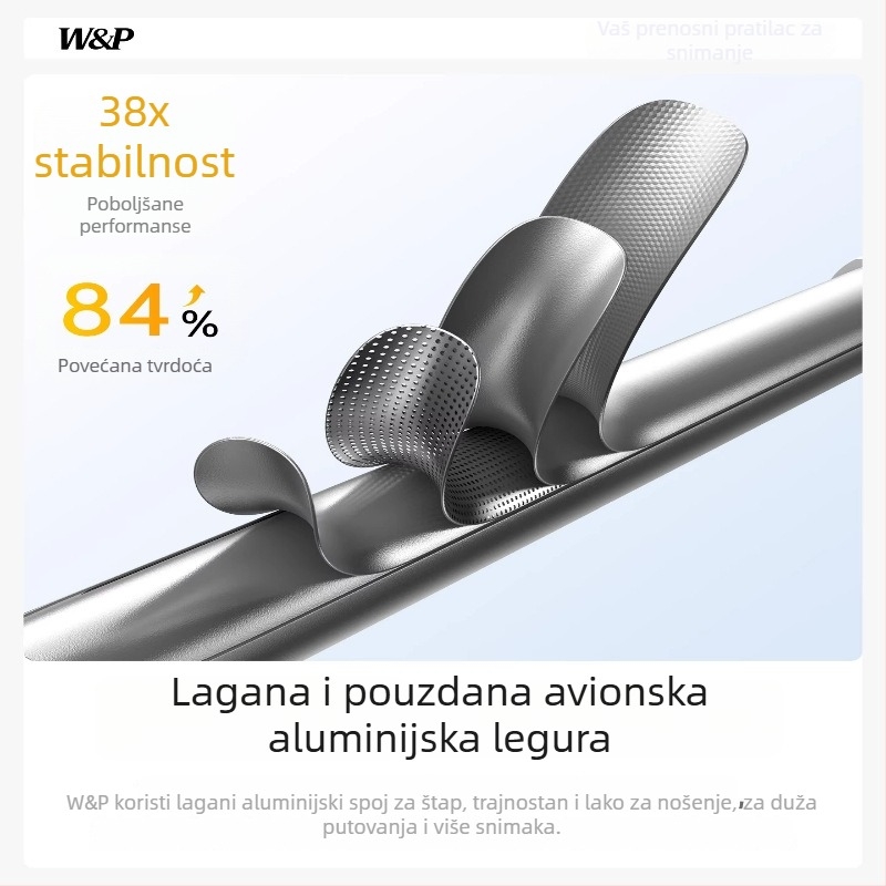 Selfie štapić za mobitel s tripodom — rasvjeta, Bluetooth, daljinski upravljač, legura