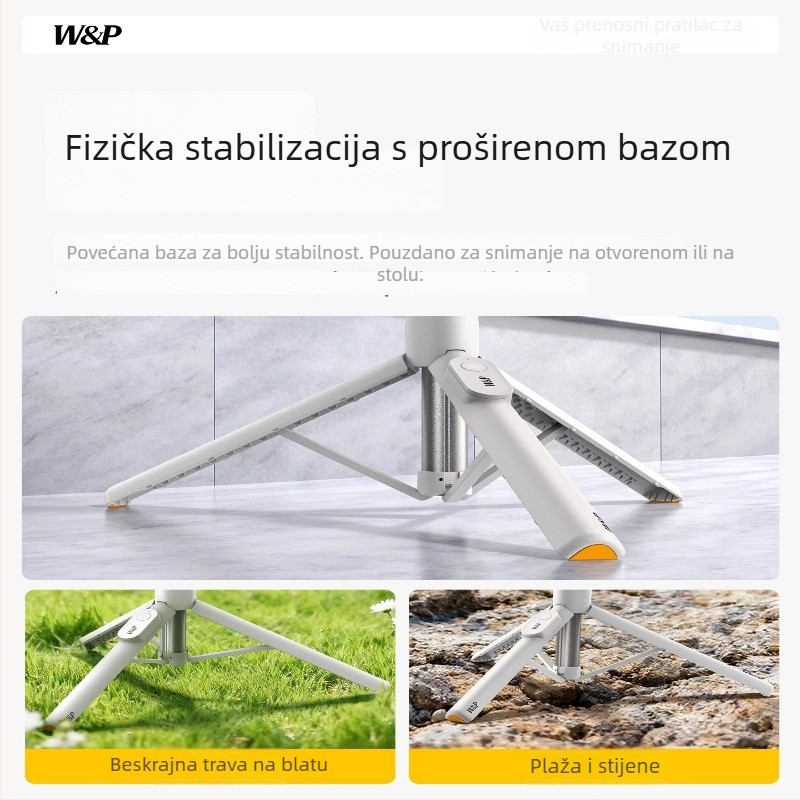 Selfie štapić za mobitel s tripodom — rasvjeta, Bluetooth, daljinski upravljač, legura
