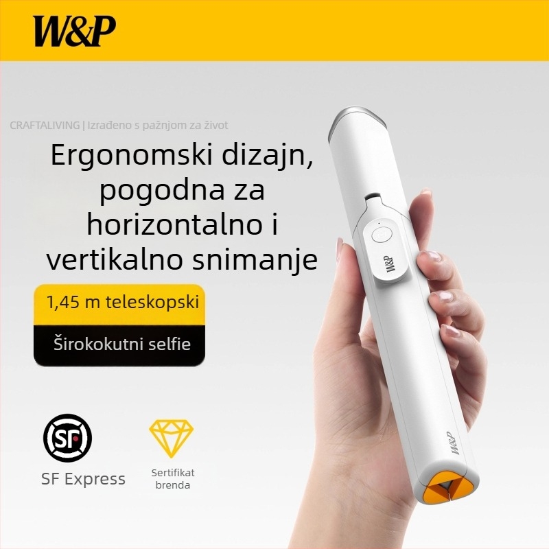 Selfie štapić za mobitel s tripodom — rasvjeta, Bluetooth, daljinski upravljač, legura