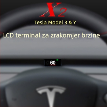 Tesla LCD HUD X2 za Model Y i Model 3 – PC+ABS, DC napajanje