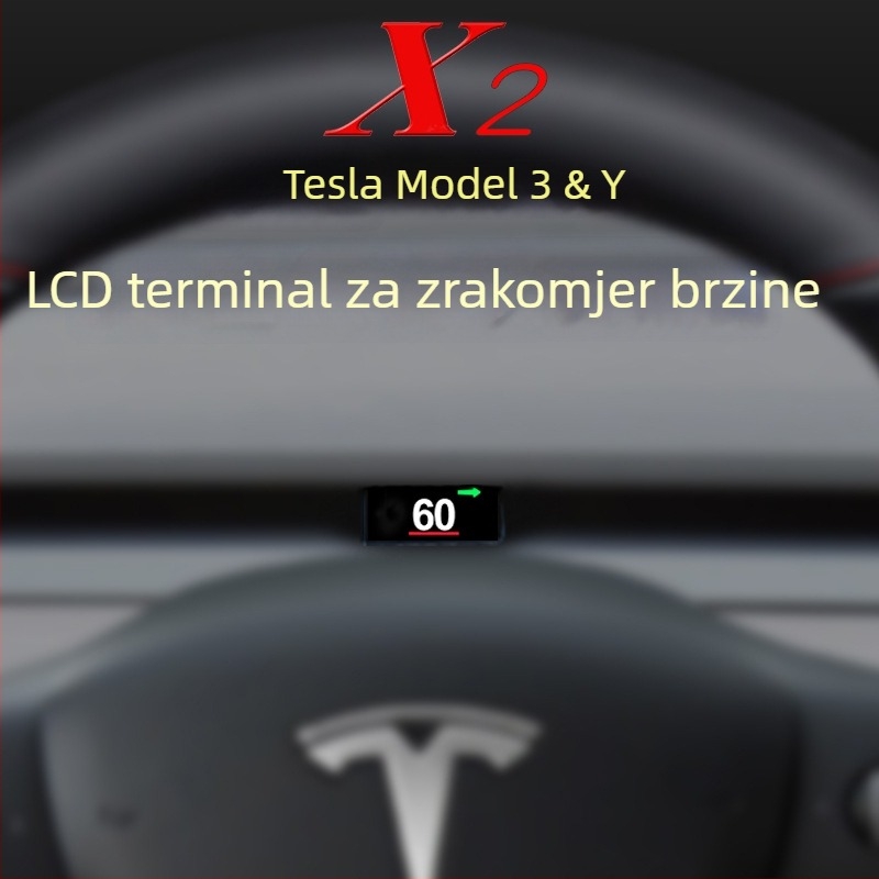 Tesla LCD HUD X2 za Model Y i Model 3 – PC+ABS, DC napajanje