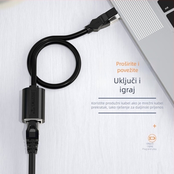 RJ45 Cat6 Ethernet produžni kabel, muško-ženski konektor, čisti bakar, gigabitna brzina