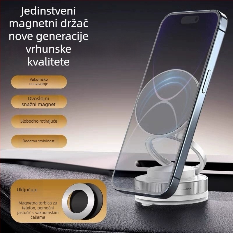 Držač za telefon s vakuumom i MagSafe adsorpcijom za navigaciju u autu — prijenosni stolni držač, plastika, Fire Leopard Industrial
