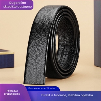 Muški kožni kaiš s automatskom kopčom, dvostruki sloj kravljeg kože, kopča od legure