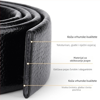 Muški kožni kaiš s automatskom kopčom, dvostruki sloj kravljeg kože, kopča od legure