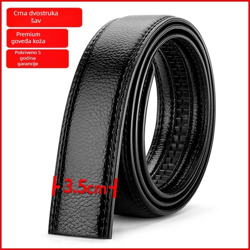 Muški kožni kaiš s automatskom kopčom, dvostruki sloj kravljeg kože, kopča od legure