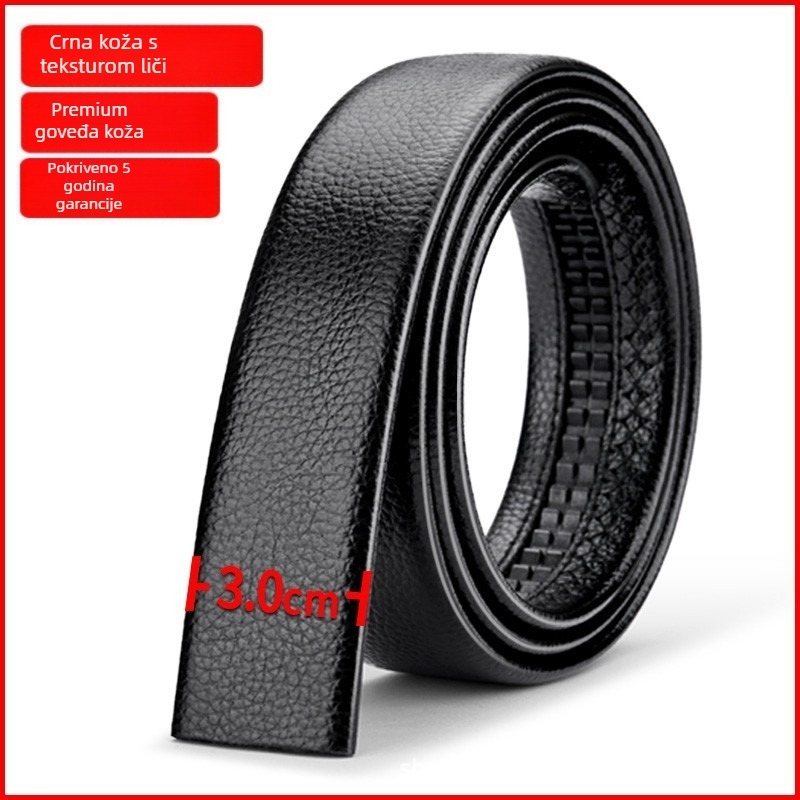 Muški kožni kaiš s automatskom kopčom, dvostruki sloj kravljeg kože, kopča od legure