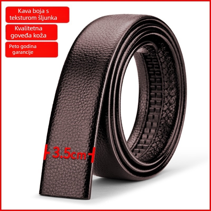 Muški kožni kaiš s automatskom kopčom, dvostruki sloj kravljeg kože, kopča od legure