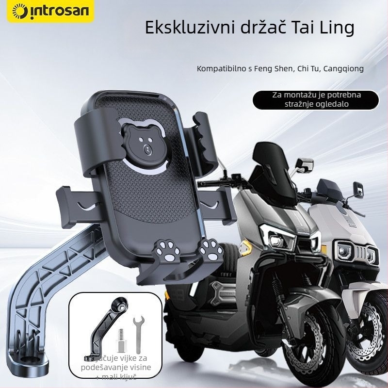 Snap-on držač telefona za Tailing električni skuter – protiv vibracija, cyberpunk stil, plastična konstrukcija, bežično punjenje