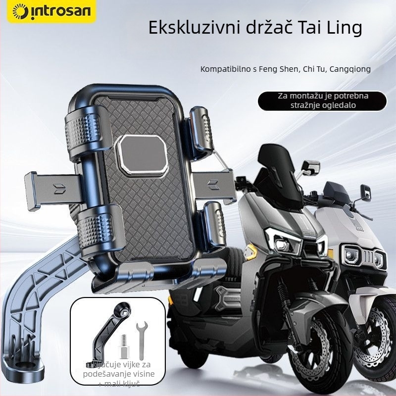 Snap-on držač telefona za Tailing električni skuter – protiv vibracija, cyberpunk stil, plastična konstrukcija, bežično punjenje