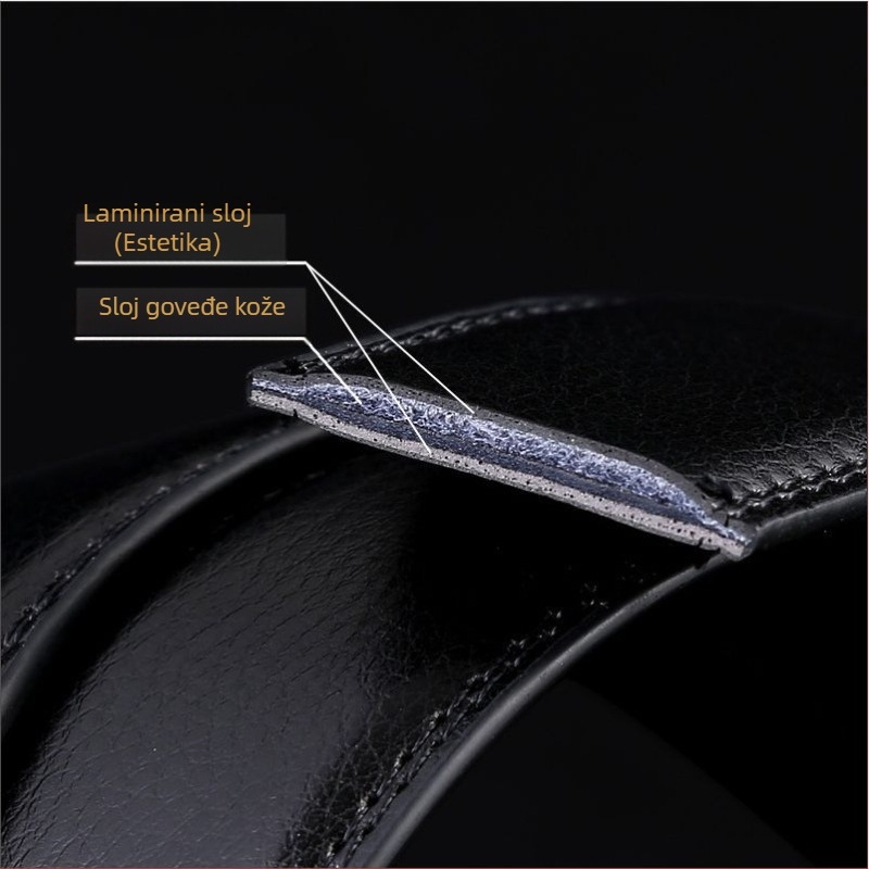 Muški dvostruki kožni pojas s automatskom kopčom (Materijal: koža; Kopča: legura; Način zatvaranja: automatski)