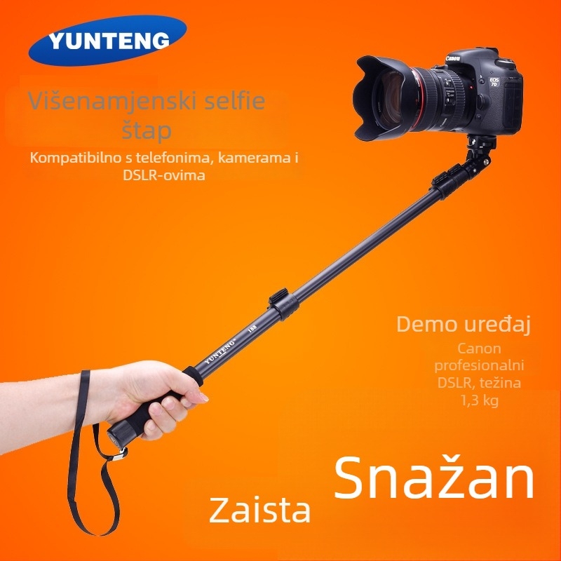 Yunteng YT-088 / YT-188 Univerzalni selfie štap za telefone i bezzrcalne fotoaparate, aluminijska legura, Bluetooth nije podržan, Daljinski upravljač nije uključen