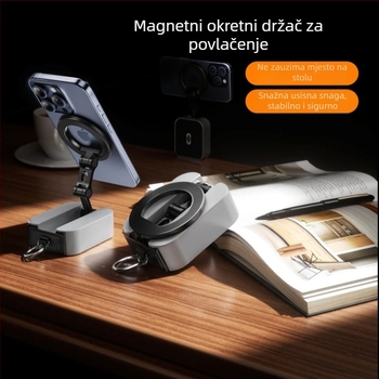 Magnetični držač telefona, od legure, sklopivi, za automobil, dvostrani magnet