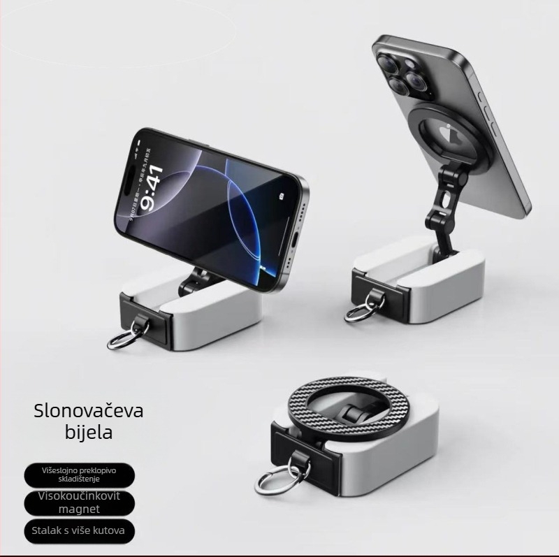 Magnetični držač telefona, od legure, sklopivi, za automobil, dvostrani magnet