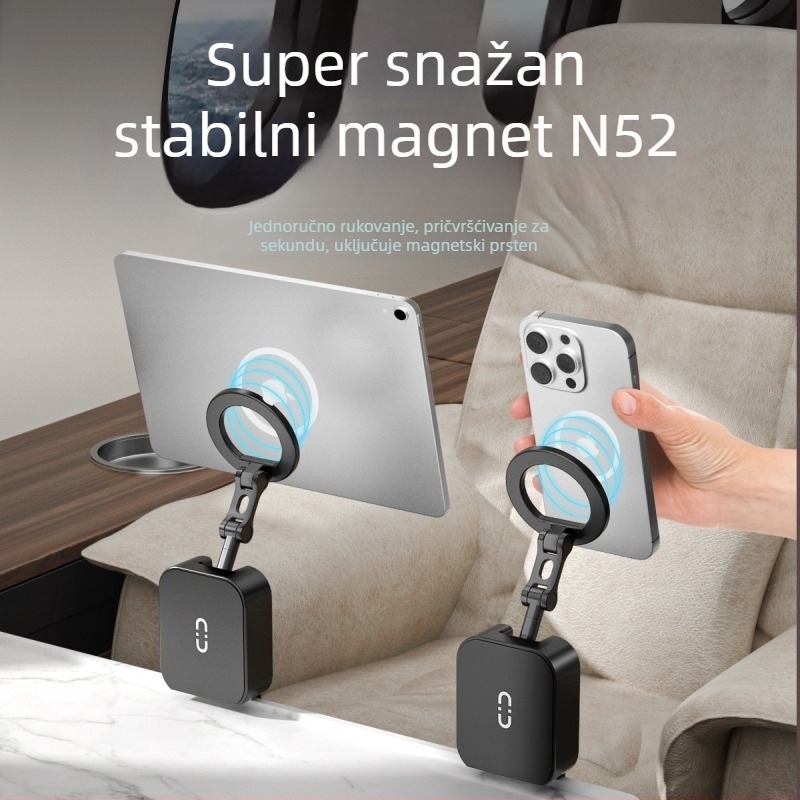 Magnetični držač telefona, od legure, sklopivi, za automobil, dvostrani magnet
