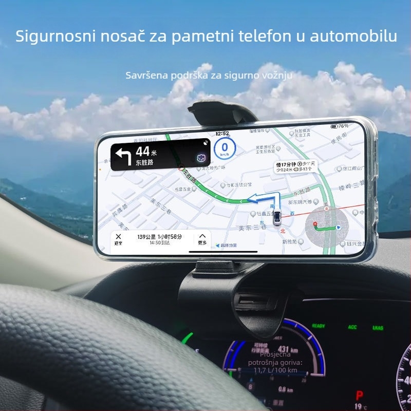 HUD nosač za instrument ploču automobila s rotirajućim držačem za telefon i navigacijom - univerzalna kompatibilnost - Snap-on ugradnja