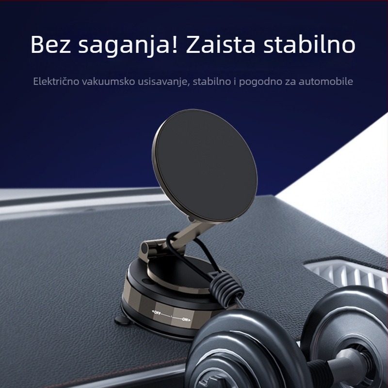 Magnetski držač za automobil za telefon — univerzalni aluminijski držač, sklopni i rotirajući za navigaciju