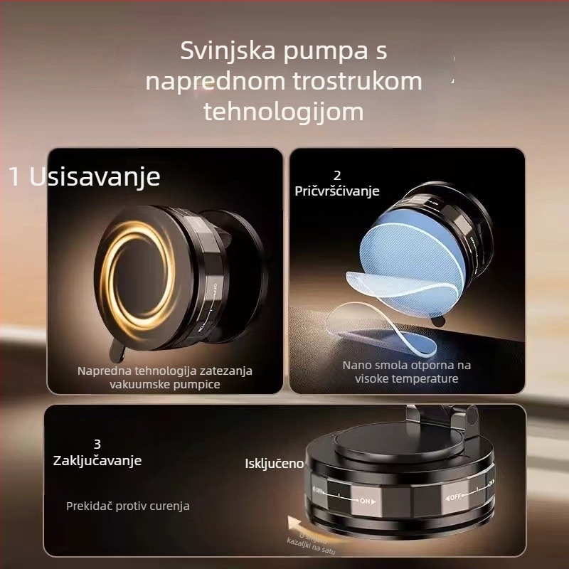 Magnetski držač za automobil za telefon — univerzalni aluminijski držač, sklopni i rotirajući za navigaciju