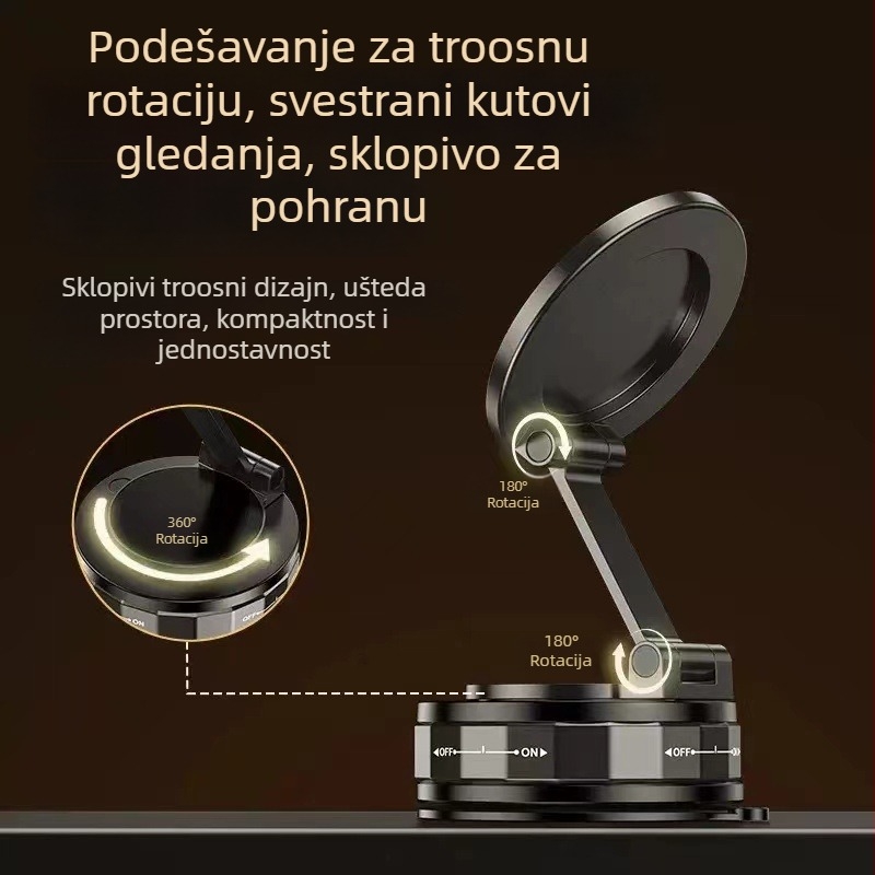 Magnetski držač za automobil za telefon — univerzalni aluminijski držač, sklopni i rotirajući za navigaciju