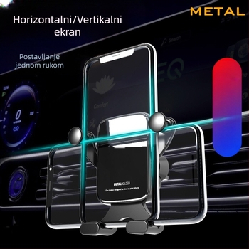 Auto držač za telefon s gravitacijskim mehanizmom, montira se na ventilacijski otvor, podržava horizontalni i vertikalni prikaz zaslona, sklopivi dizajn