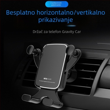Auto držač za telefon s gravitacijskim mehanizmom, montira se na ventilacijski otvor, podržava horizontalni i vertikalni prikaz zaslona, sklopivi dizajn
