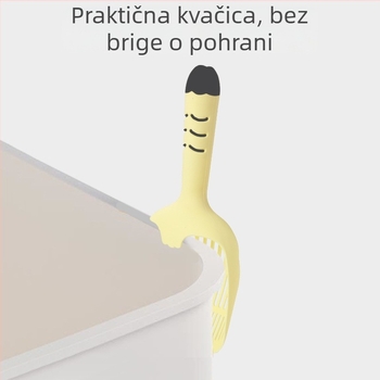 Lopatica za mačji izmet s dugim drškom i finim rupama, PP materijal, Qi Ren brend
