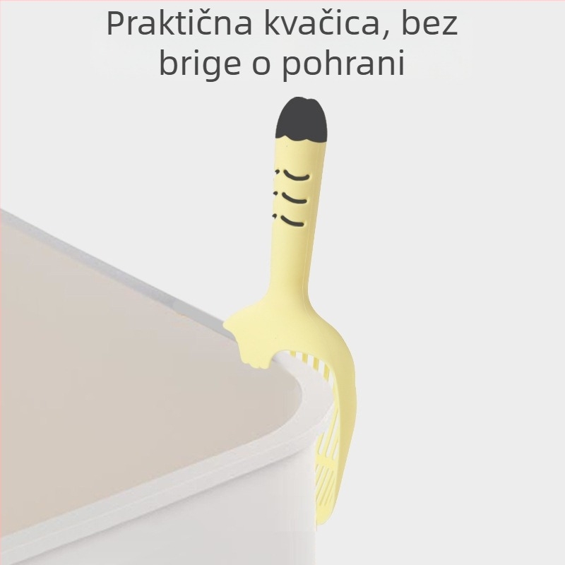 Lopatica za mačji izmet s dugim drškom i finim rupama, PP materijal, Qi Ren brend