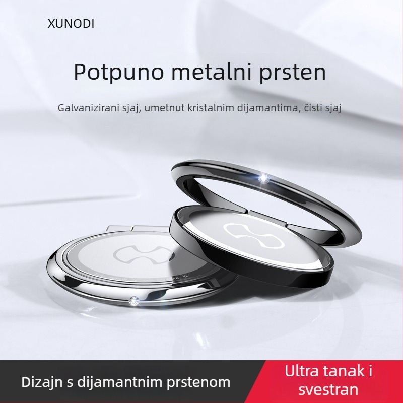 Metalni držač za telefon s prstenom, ultra-tanki dizajn, 360° rotacija, magnetski nosač za automobil