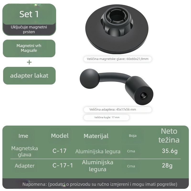 MagSafe magnetski držač za telefon u automobilu, prijenosni stolni držač, aluminijsko tijelo, univerzalna kompatibilnost