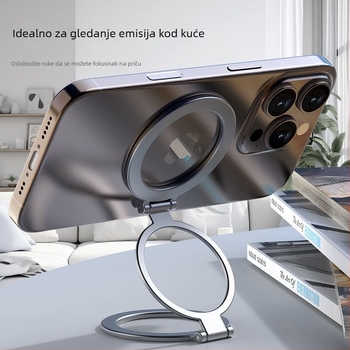 Stalak za telefon na stolu s magnetskom dvostrukom stranom i MagSafe kompatibilnošću, 360° rotacija, metalna konstrukcija, bežično punjenje
