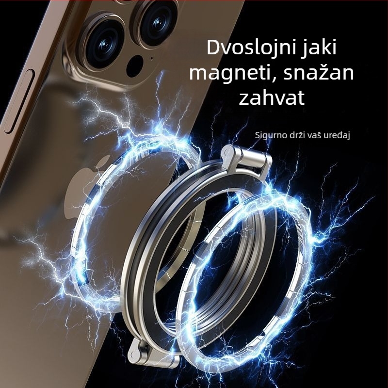Stalak za telefon na stolu s magnetskom dvostrukom stranom i MagSafe kompatibilnošću, 360° rotacija, metalna konstrukcija, bežično punjenje