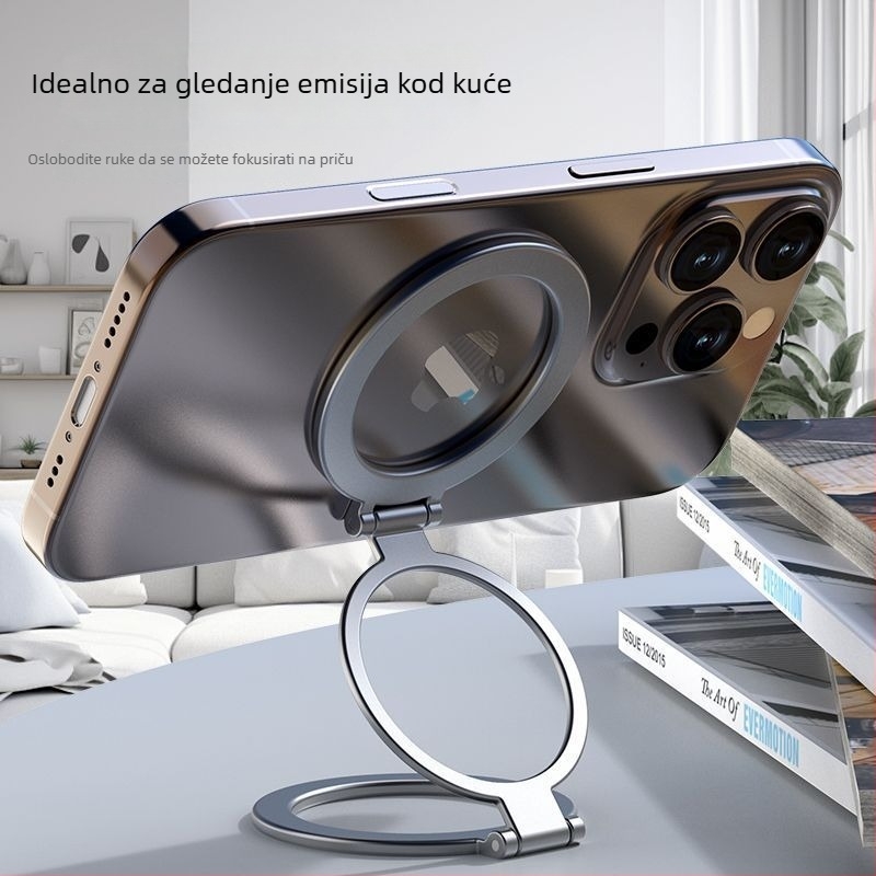 Stalak za telefon na stolu s magnetskom dvostrukom stranom i MagSafe kompatibilnošću, 360° rotacija, metalna konstrukcija, bežično punjenje