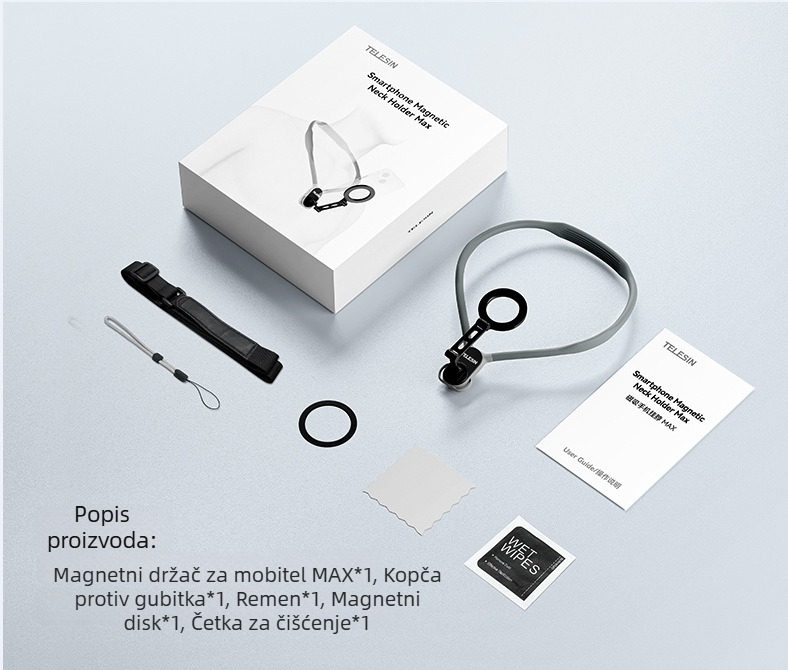 MagSafe držač za telefon oko vrata - druga generacija MAX verzija, aluminijska legura, podrška prilagodbi